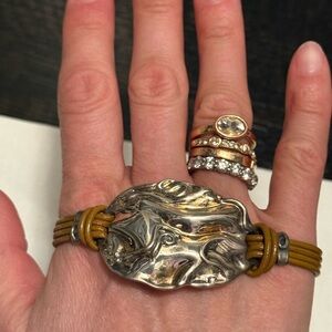 Stunning HG Hagit Gorali Israel Sterling 925 Leather Bracelet